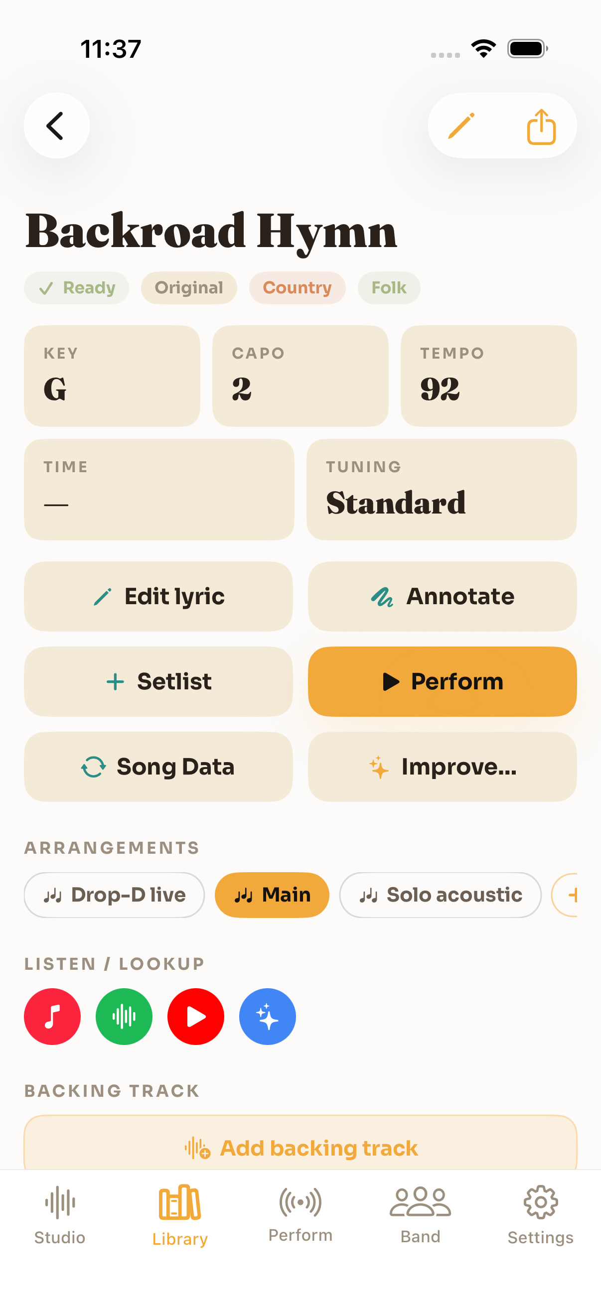 MusicianOS — Song detail