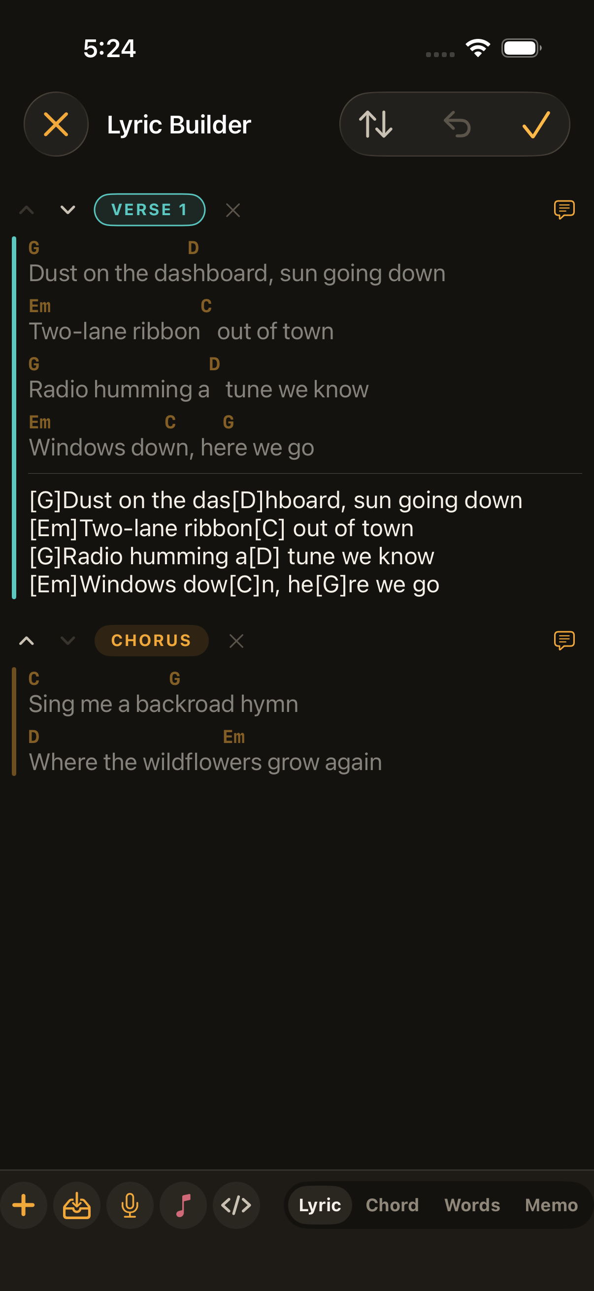 MusicianOS — Lyric Builder