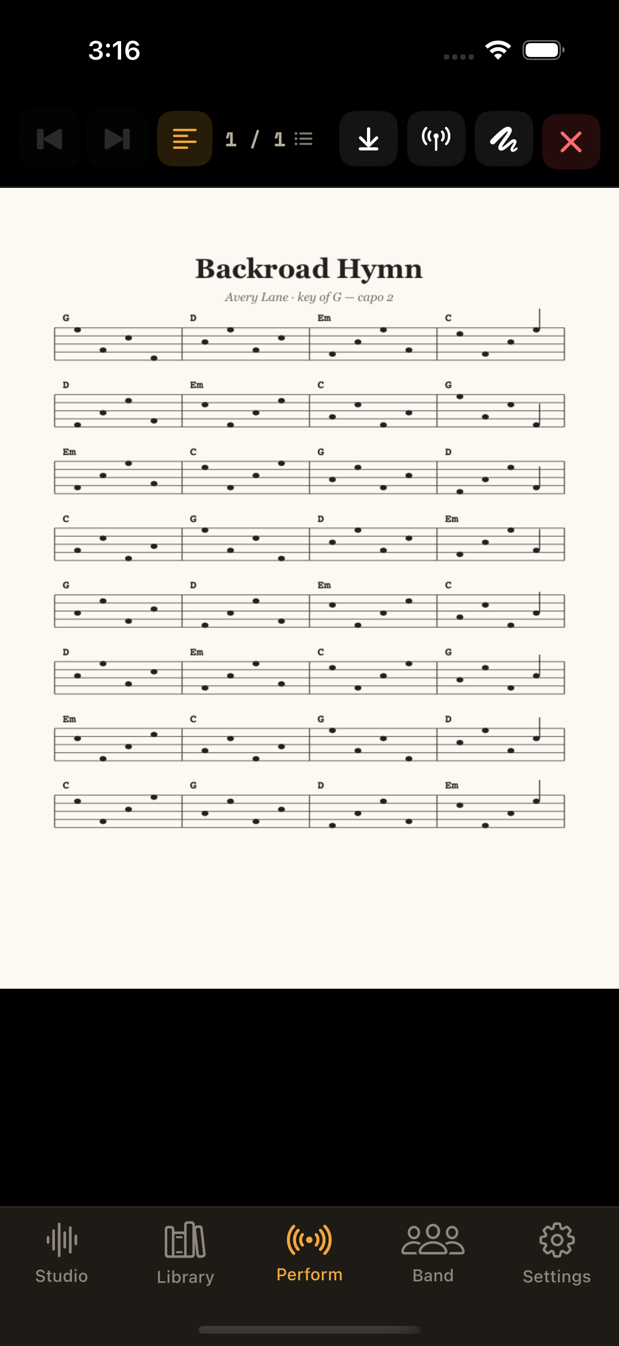 MusicianOS — Chart or sheet