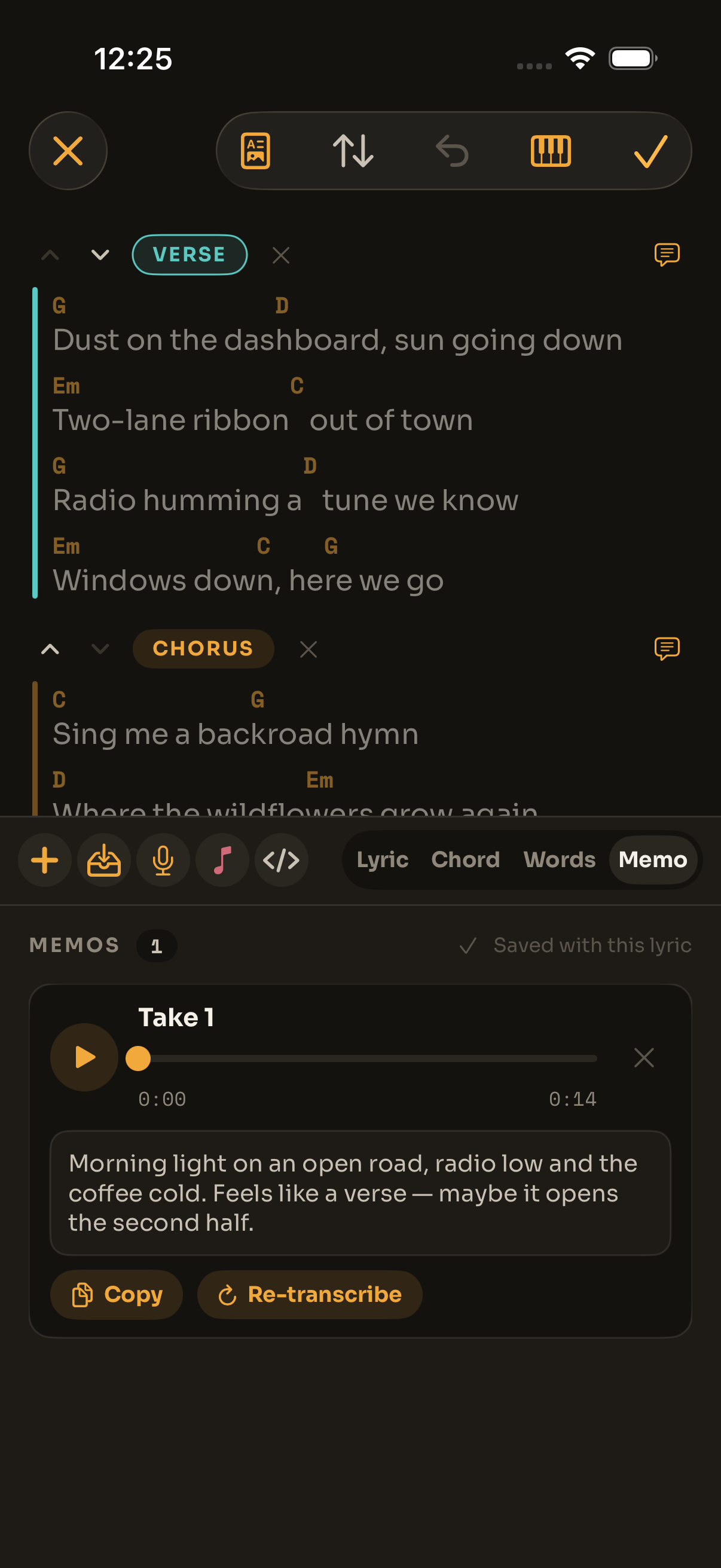MusicianOS — Voice-memo transcription