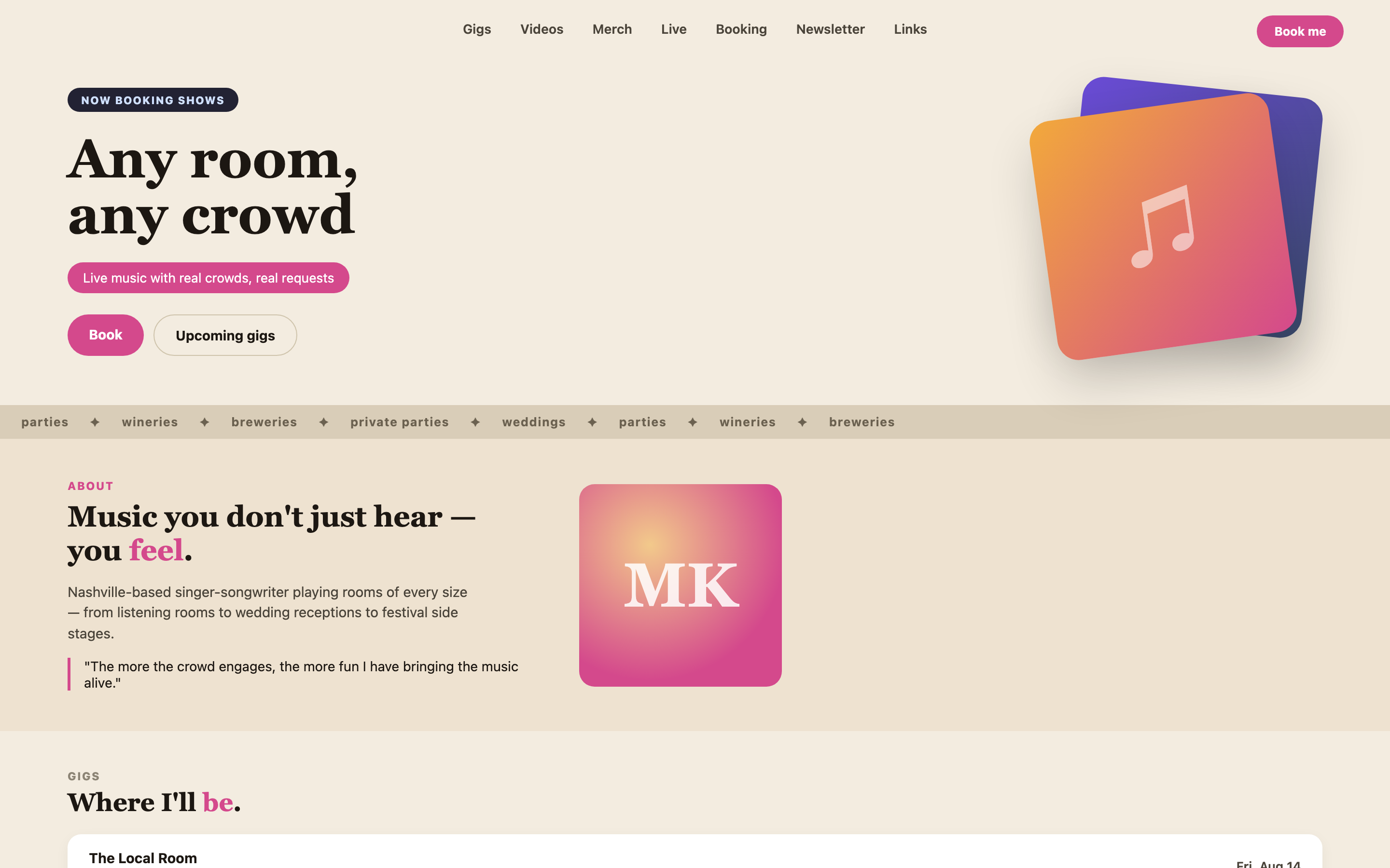 MusicianOS — Your site, live